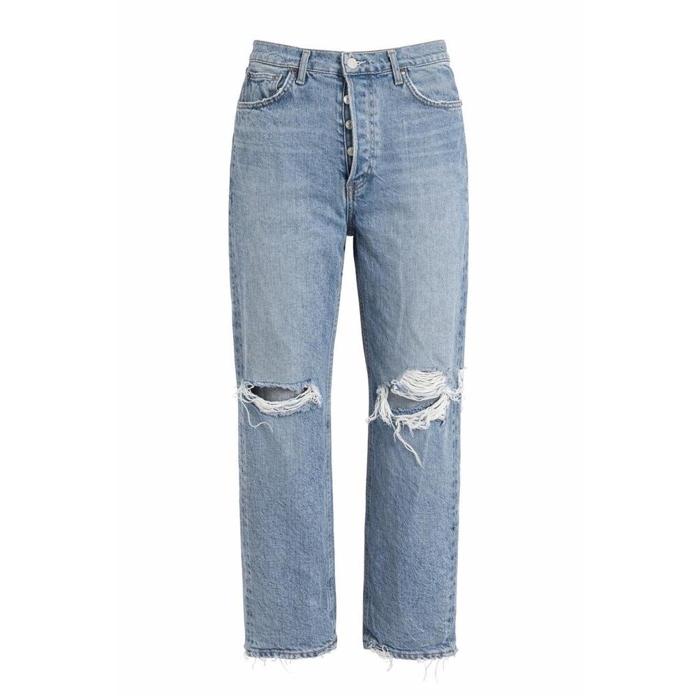 AGOLDE High Rise Distressed Straight Leg Jeans Size 27 Button‎ Fly